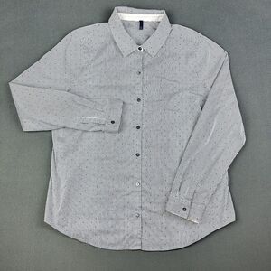 NYDJ Not Your Daughters Jeans Top Womens XL Button Up Striped Polka Dot Shirt